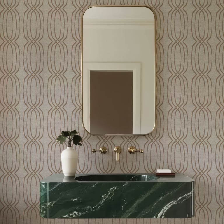 Elegant geometric pattern in gold look - Bathroom wallpaper - The Wallpaper Edit