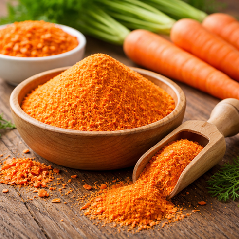 Carrot powder exporter from India – natural orange vegetable powder for bakery and snack manufacture