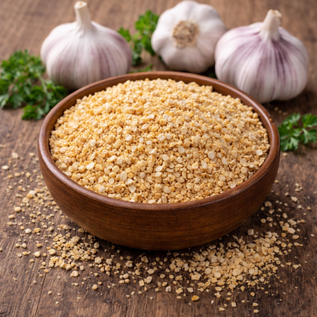 Dehydrated chopped garlic 3–5mm exporter India – bulk dried garlic for sauces and ready meals