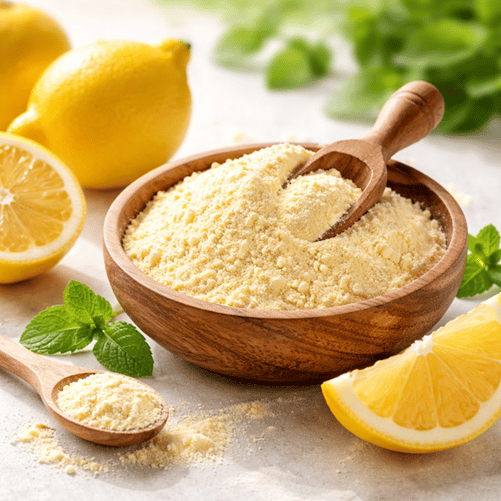 Spray dried lemon powder supplier India – tangy citrus fruit powder for drinks and seasoning