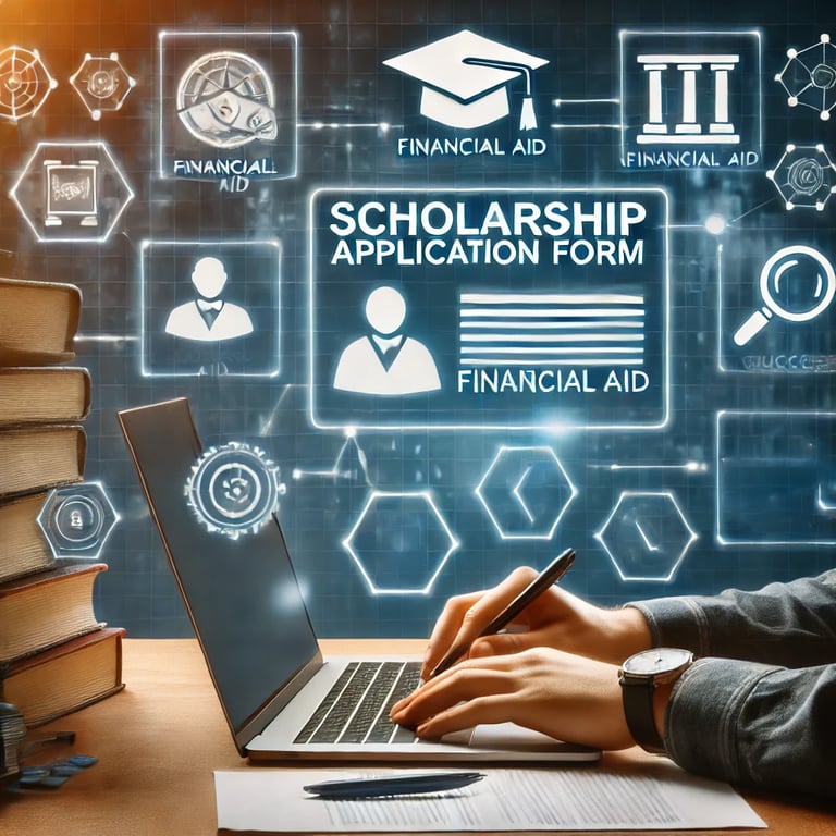 A student filling out a scholarship application