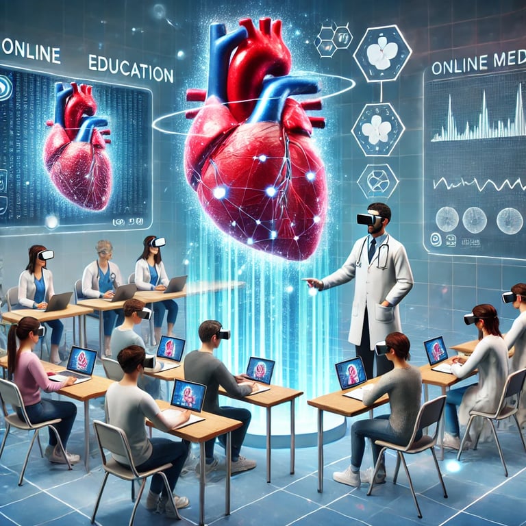 A virtual classroom shows students attending an interactive online lecture