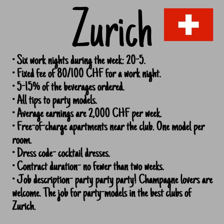 Striptease jobs in Switzerland, Zurich