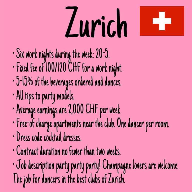Striptease jobs in Switzerland, Zurich