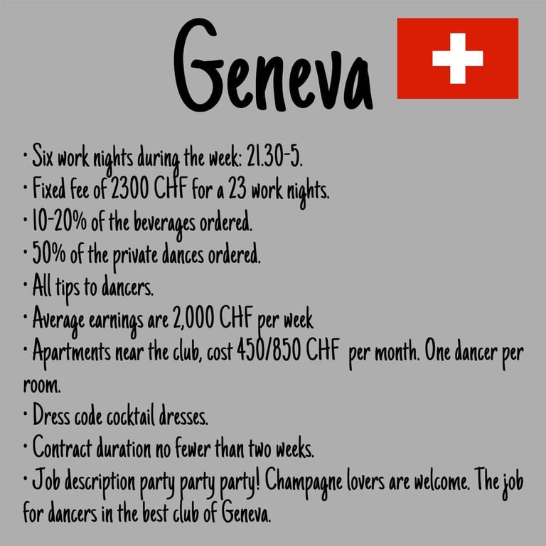 Striptease jobs in Switzerland, Geneva