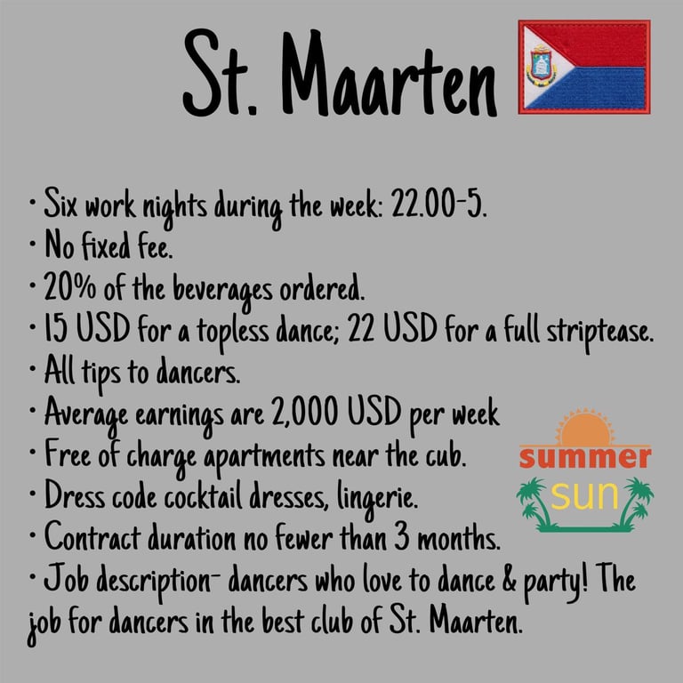 Striptease jobs in St. Maarten, Caribbean 