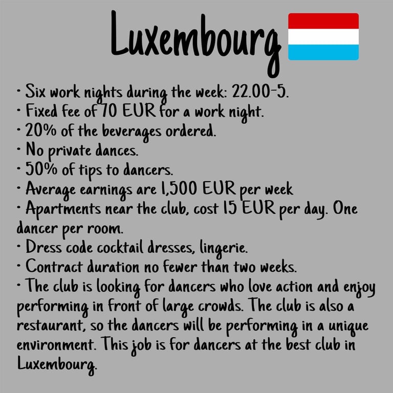 Striptease jobs in Luxembourg