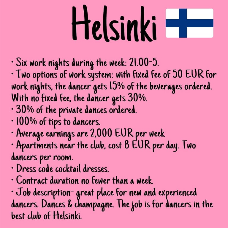 Striptease jobs in Finland, Helsinki