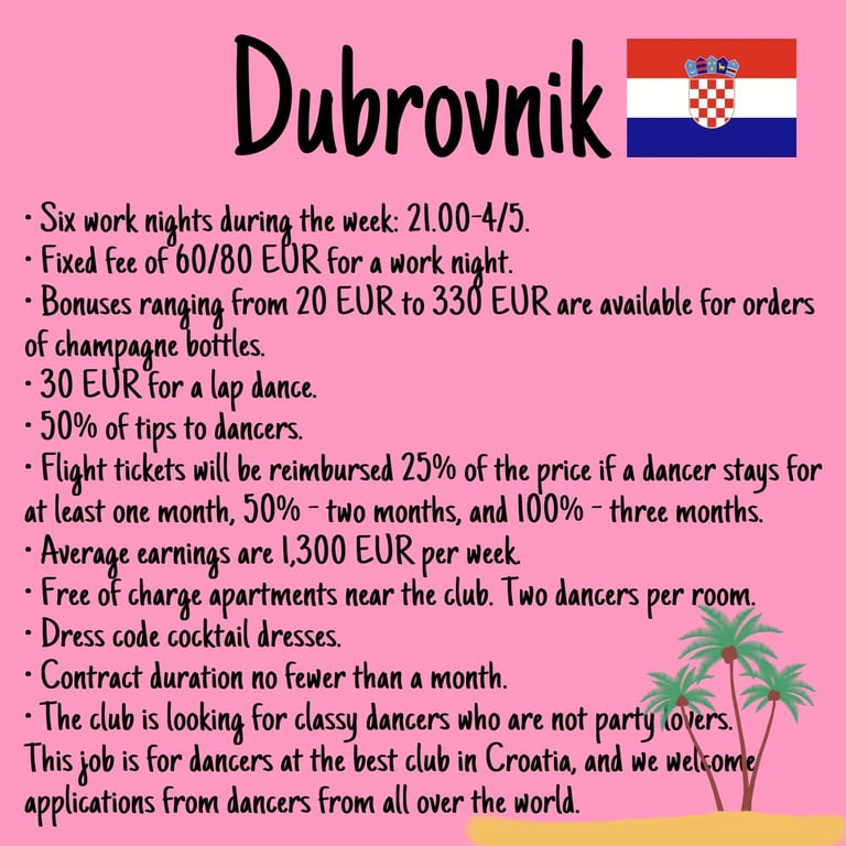 Striptease jobs in Croatia, Dubrovnik