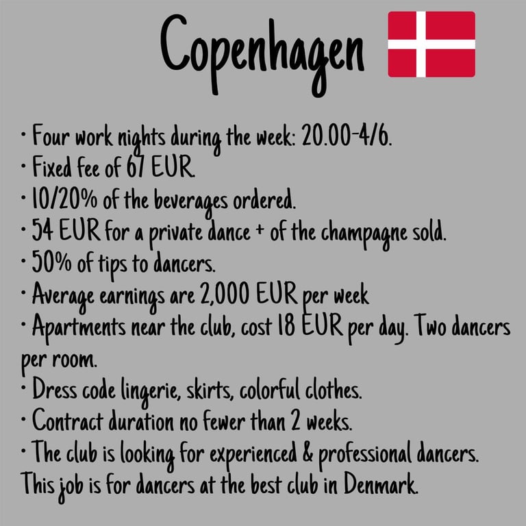 Striptease jobs in Denmark, Copenhagen