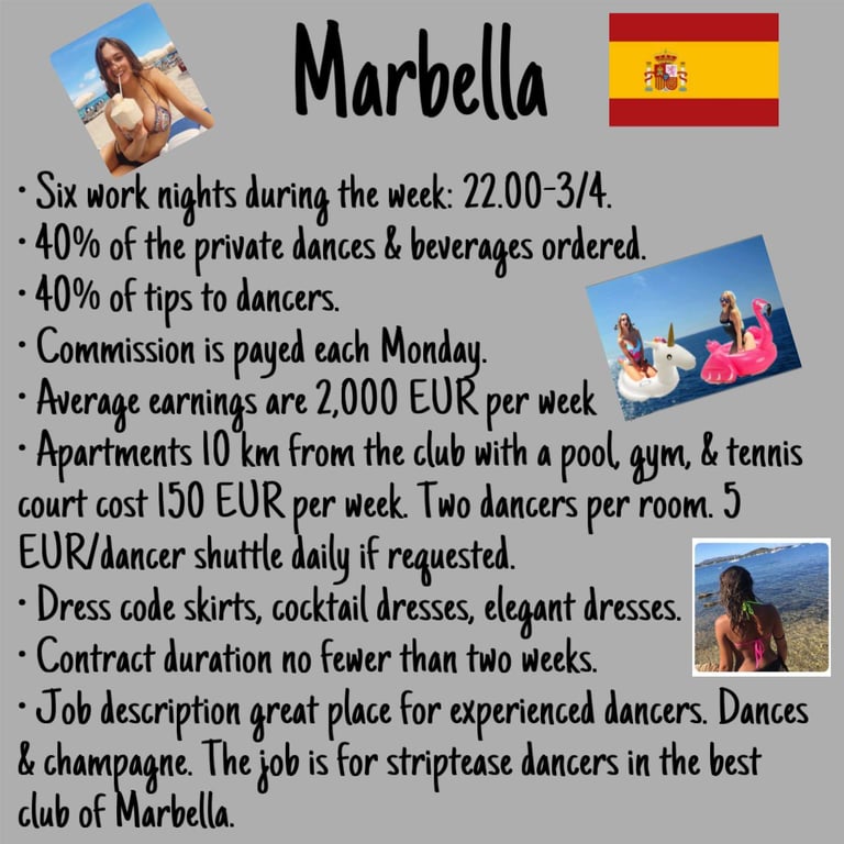 Striptease jobs in Spain, Marbella 