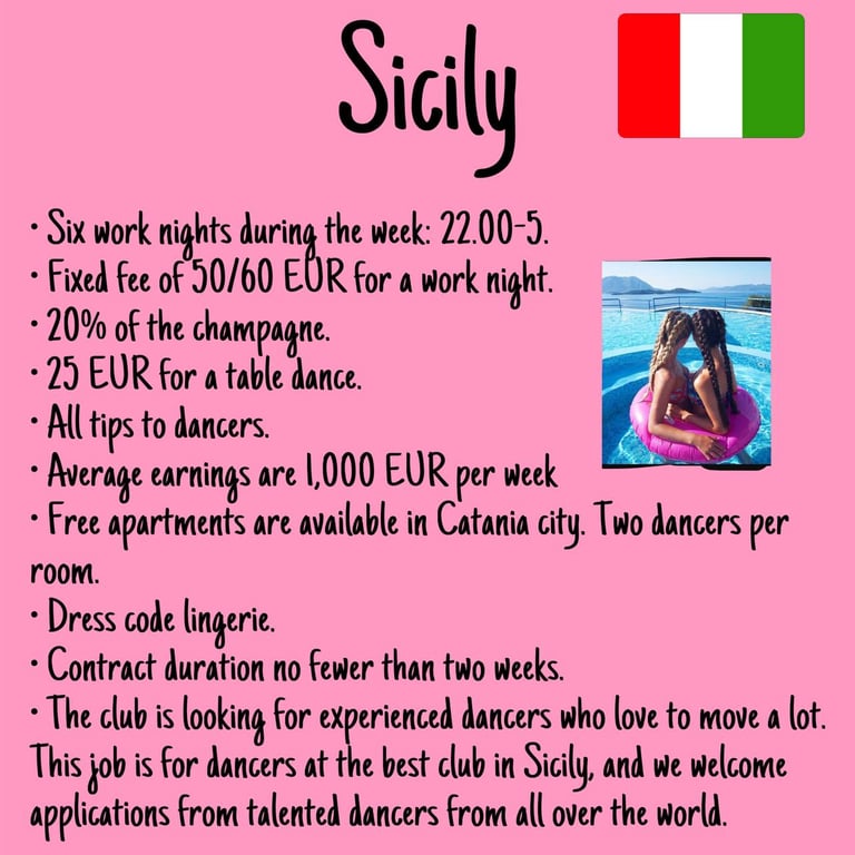 Striptease jobs in Sicily, Italy