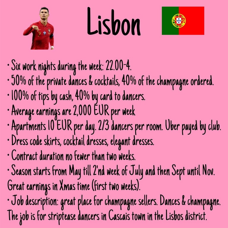Striptease jobs in Portugal, Lisbon
