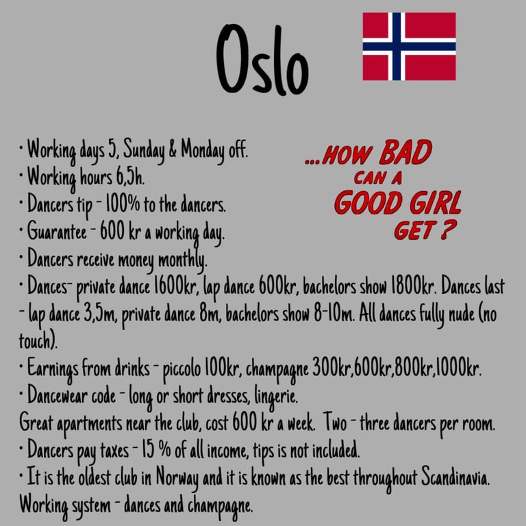 Striptease jobs in Oslo, Norway