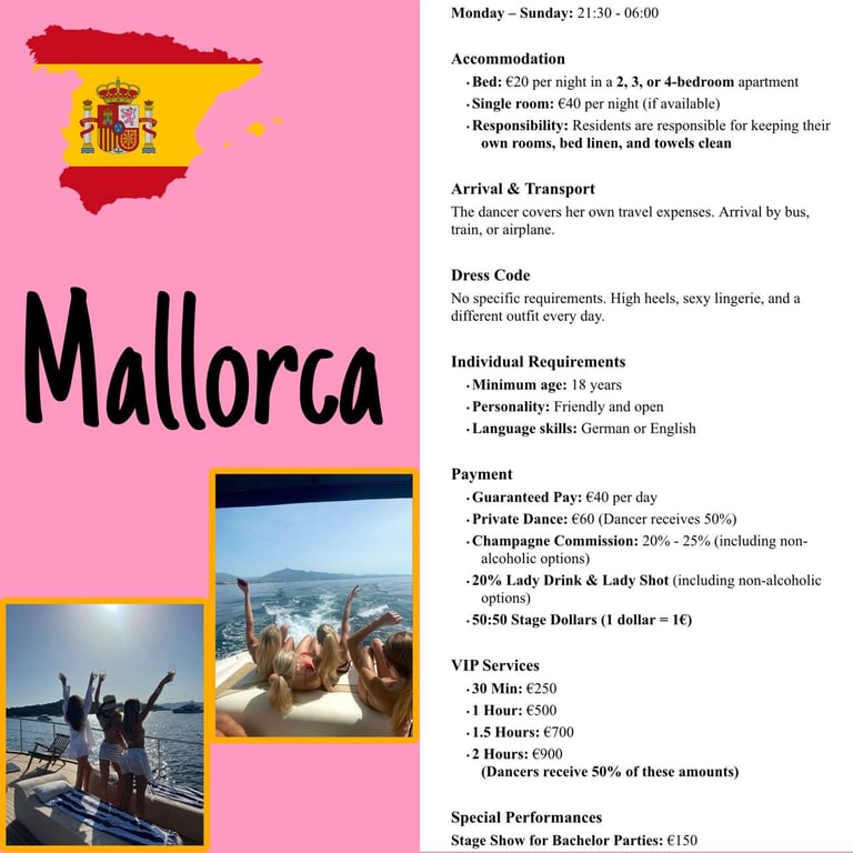 Striptease jobs in Mallorca, Spain