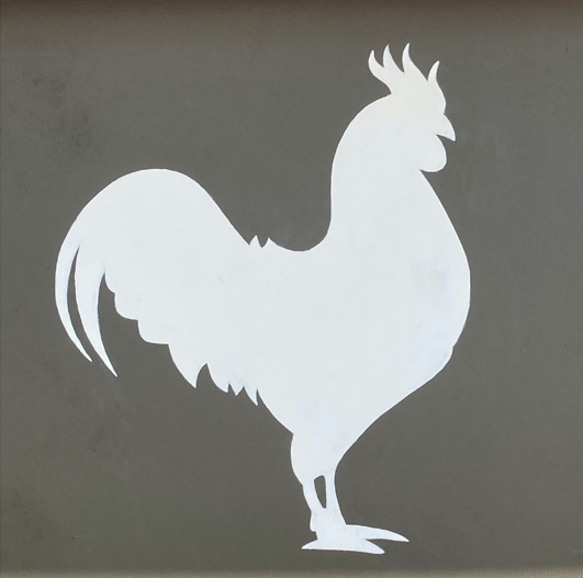 enseigne restaurant avec coq peint à la main