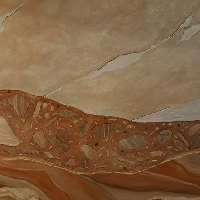 Fresque murale minérale, chaux, caséine et huile