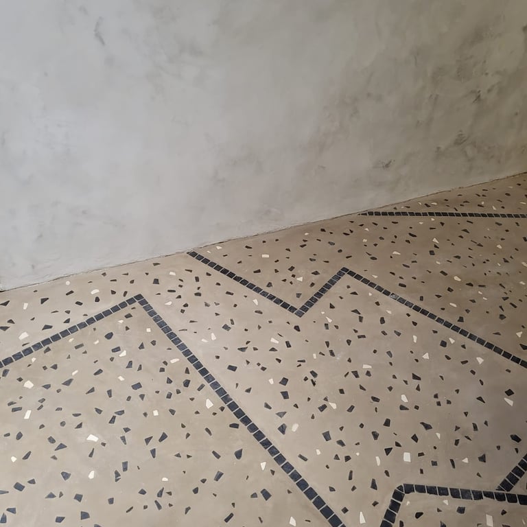 Sol en béton de chaux et grès