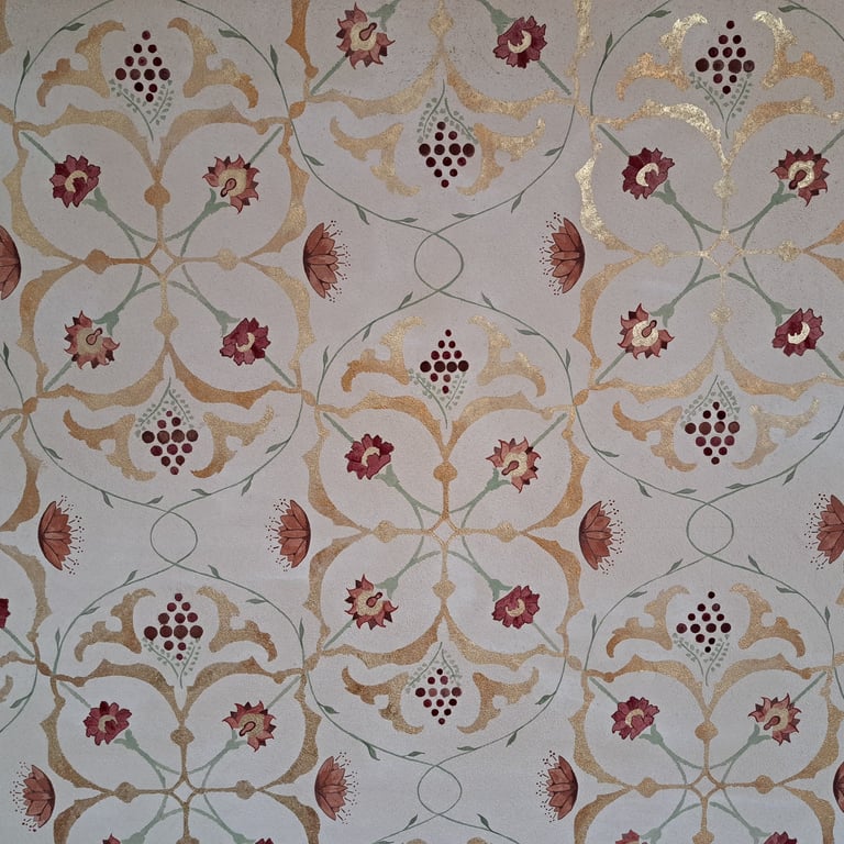 motifs inspiration moghole sur enduit d'argile