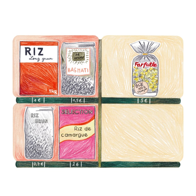 a drawing of a refrigerator with a variety of food items