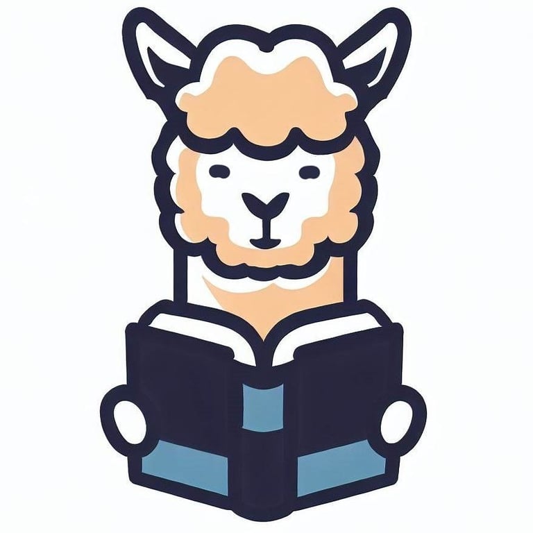 an alpaca is reading a book
