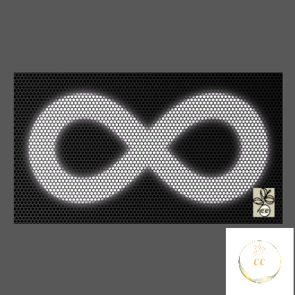 Le symbole infini fait de petits cœurs couleur rubis sur fond jaune, illustration