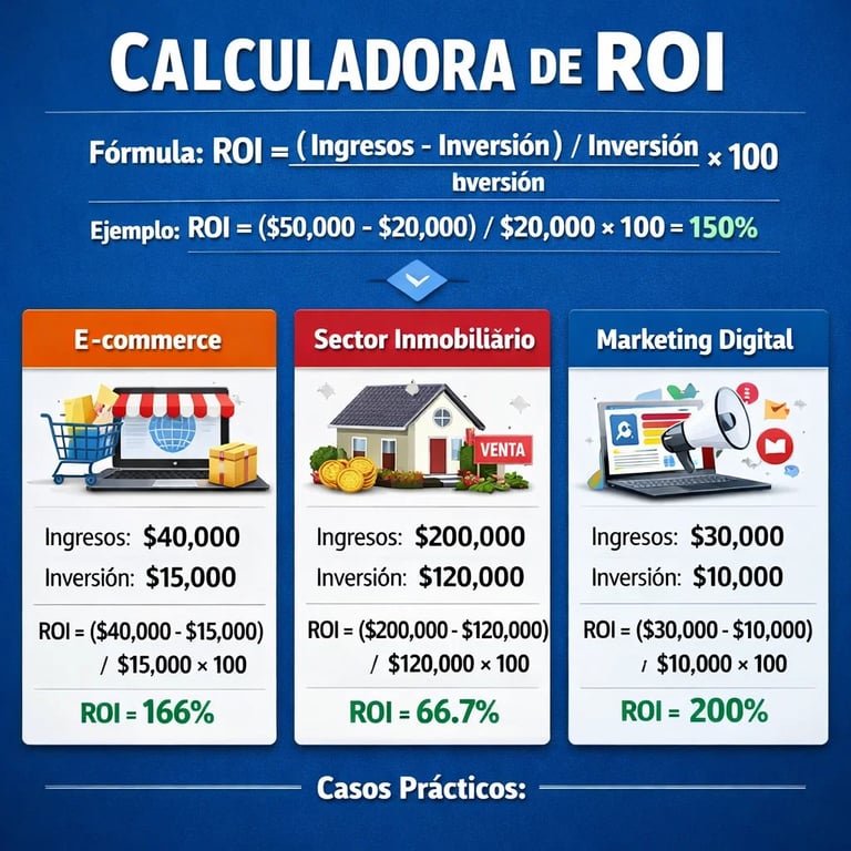 Fórmula de cálculo y ejemplos prácticos del ROI marketing digital promedio por industria