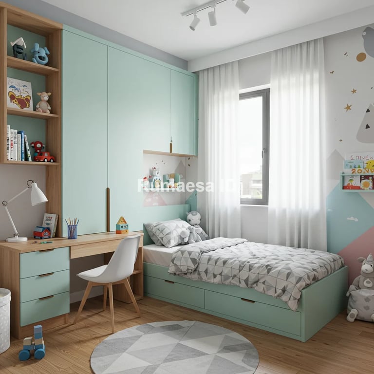 desain kamar anak dengan rak multifungsi