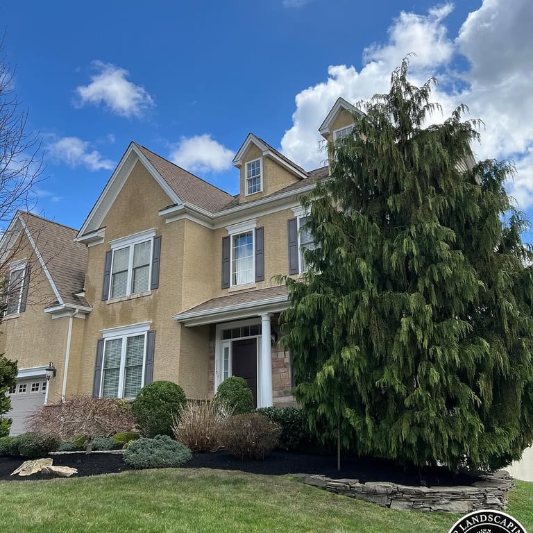 excellent landscaping and hardscaping of grass, stones and trees by NP Landscaping