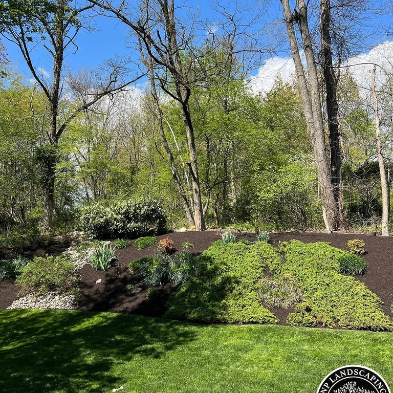 excellent landscaping and hardscaping of grass, stones and trees by NP Landscaping