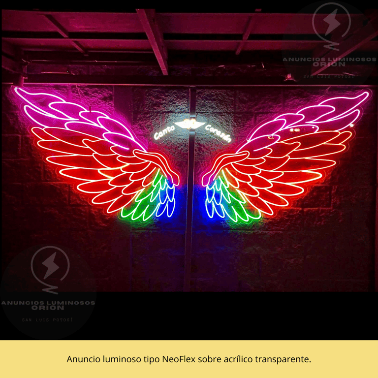 Alas de Angel en Neón Flex, Fabricado por Anuncios Luminosos Orion SLP