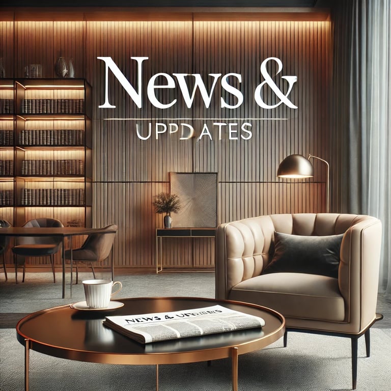 Ambiente com poltrona, mesa, café e jornal, simbolizando leitura sobre economia e empreendedorismo