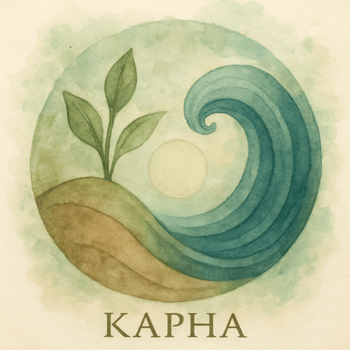 Illustration of one of the three Ayurvedic doshas — Kapha elemental symbol