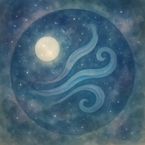 Illustration of one of the three Ayurvedic doshas — Vata elemental symbol