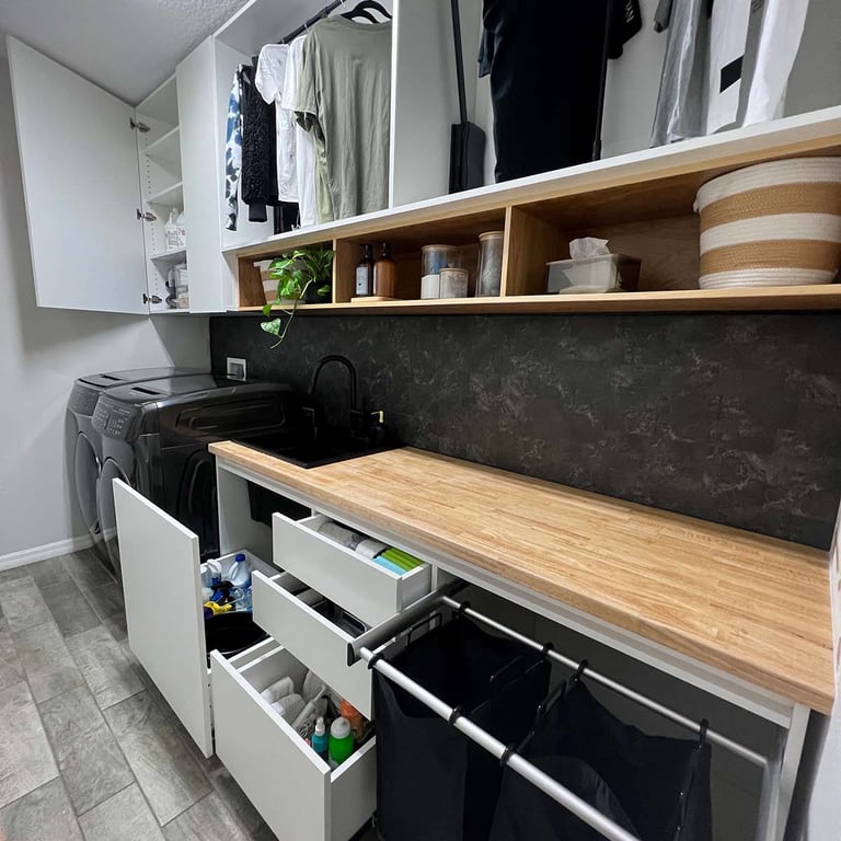 Picture of laundry renovation designed by White and Wood Custom Carpentry in Orlando Florida