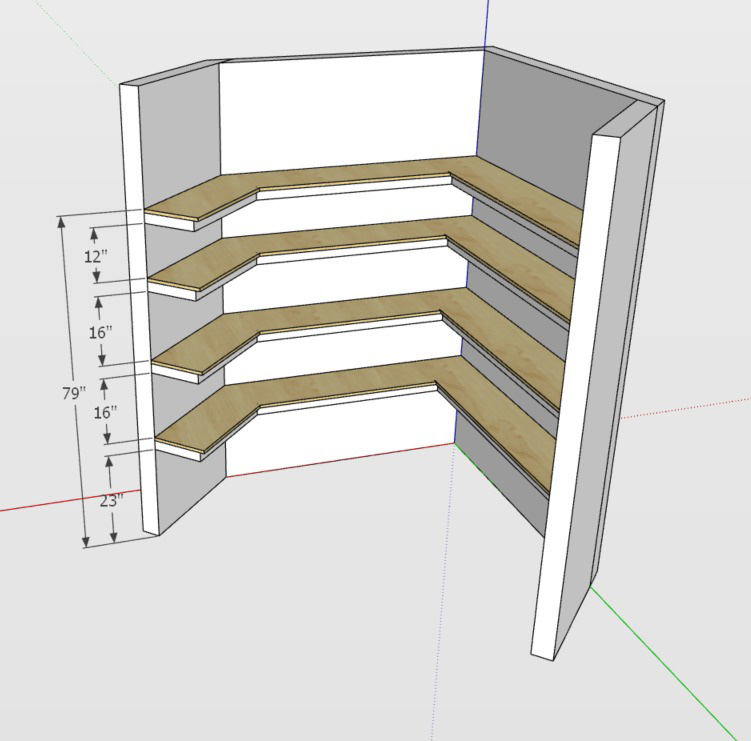 Pantry design in 3d by White and Wood Custom Carpentry in Orlando Florida