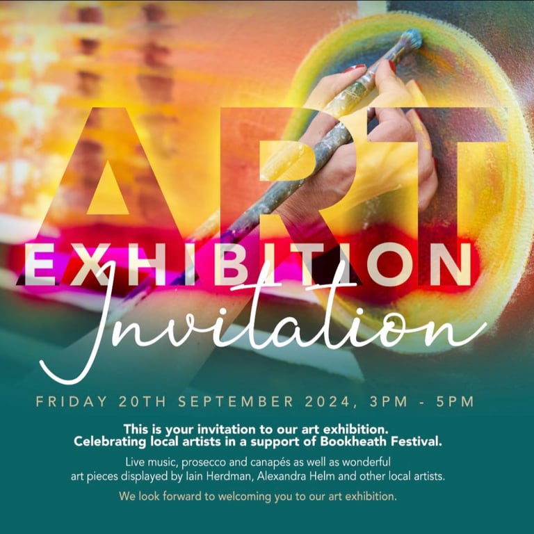 Social square image for the Art Exhibition in support of BookHeath