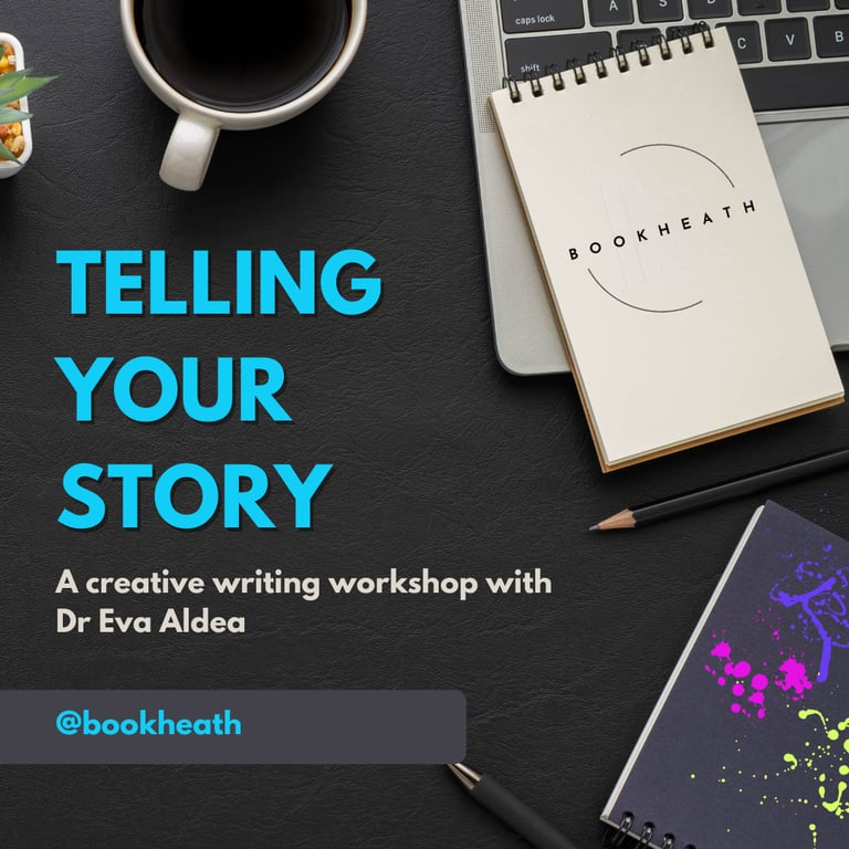 Social Square image for Telling Your Story event, designed by Briony Langley-Miles (https://brionywrites.com/)