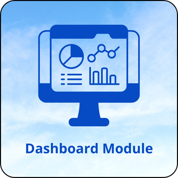 Dashboard module icon with charts and graphs, representing real-time visualization and centralized control interface