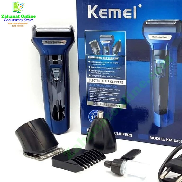 Kemei 3-in-1 Rechargeable Shaver Trimmer and Nose Hair Remover zahanatonline.com