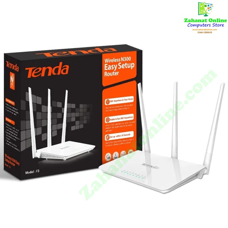 Tenda F3 300Mbps 3-Antenna Wireless Router and Extender zahanatonline.com