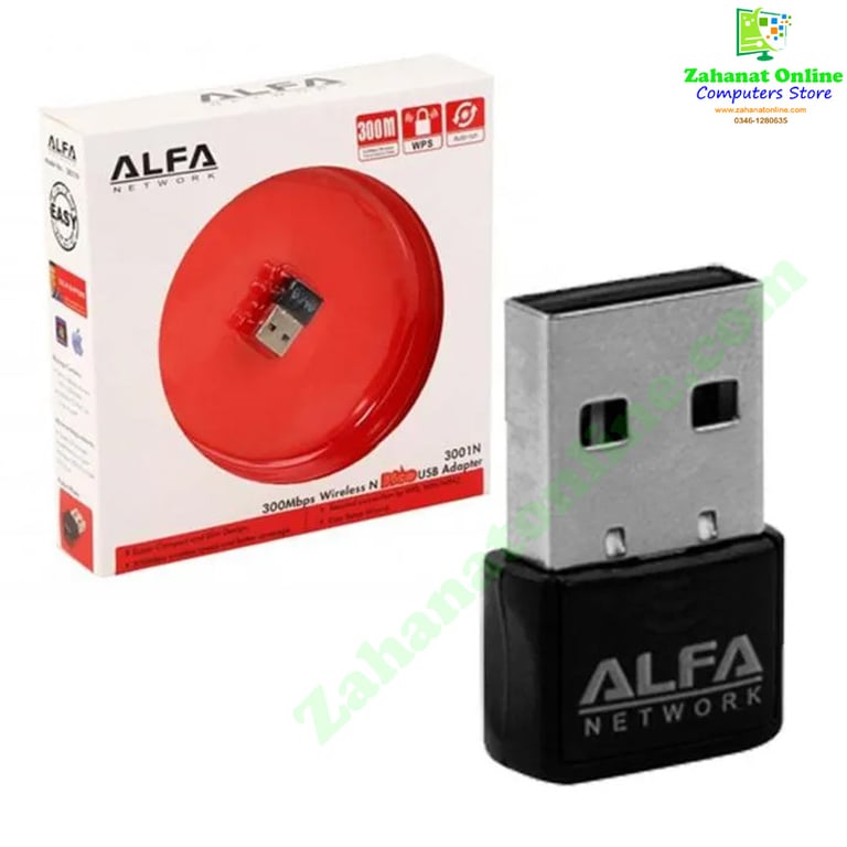 Alfa 300Mbps Mini USB WiFi Adapter Dongle for PC zahanatonline.com