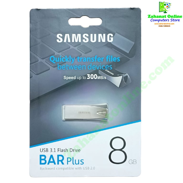 Samsung 8 GB USB Flash Drive on White Background zahanatonline.com