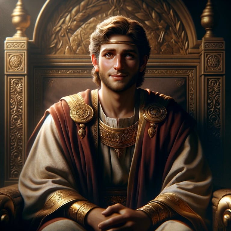 a man in a suit and a crown on a throne