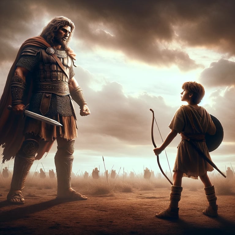 a man and a boy are standing in front of a sky