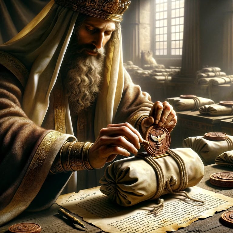 a man in a crown crown and a crown on a table