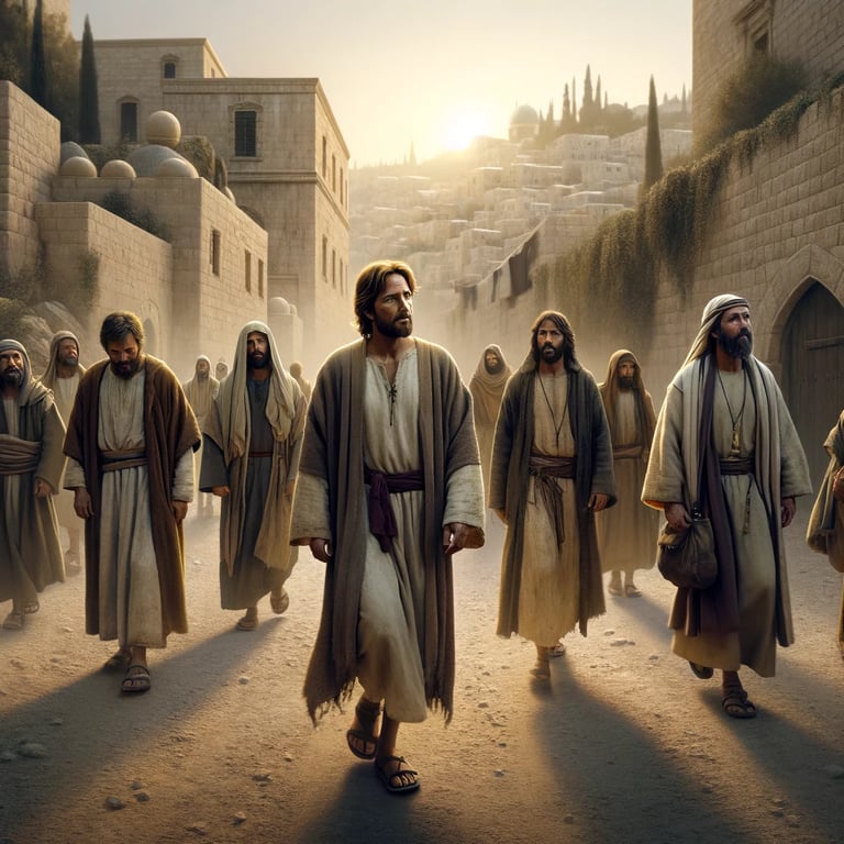 a group of people walking down a street