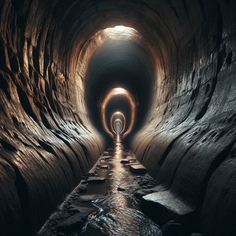 a tunnel with a light at the end of a tunnel