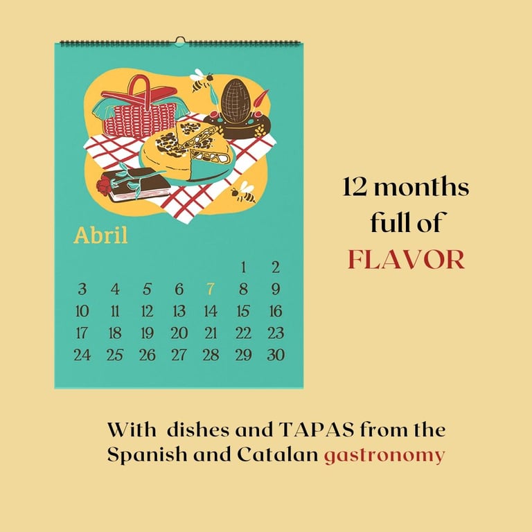 a 2023 calendar cover with food plates of Spanish gastronomy