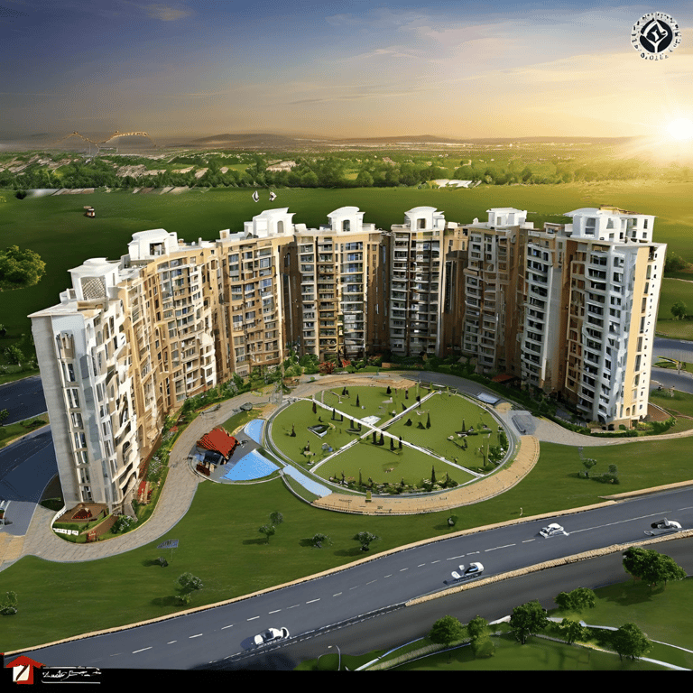 a large apartment complex with a circular shaped building
